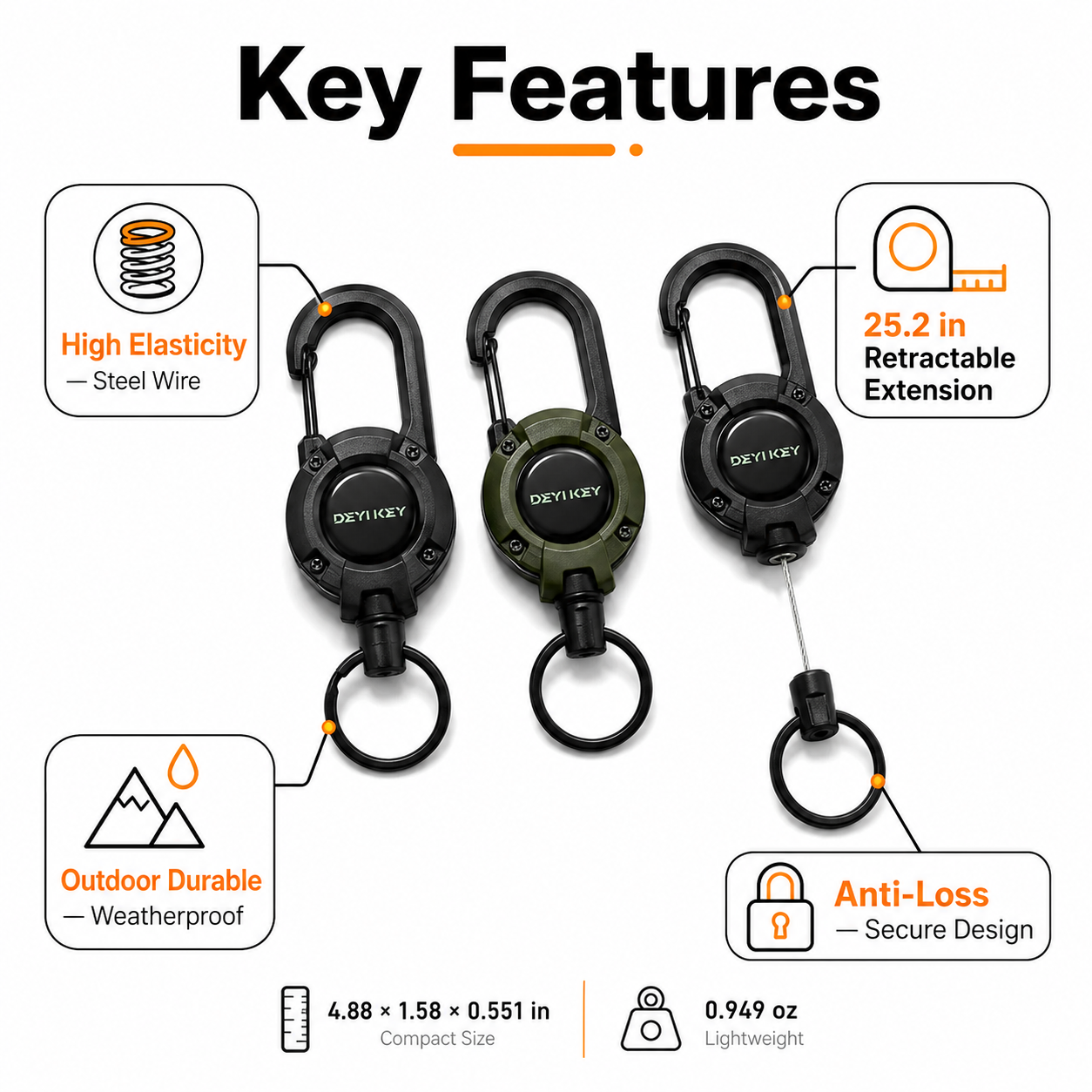 Heavy-Duty Retractable Key Holder VIP