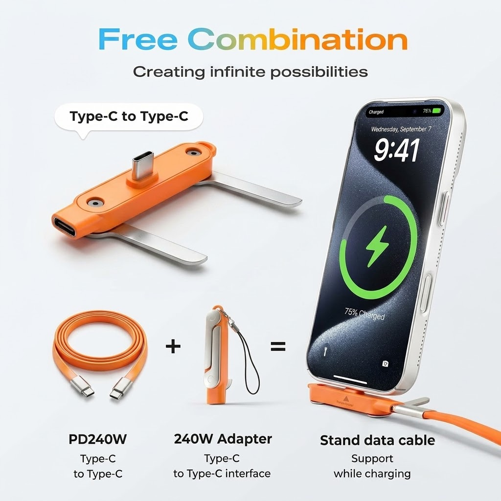 Type-C Fast Charging Cable With Detatchable Stand VIP